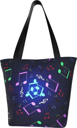 AOOEDM Musical Note Reusable Grocery Bag Shopping Bag Casual Shoulder Bag Handbag for Men Women ECO Market Bag Beach Bag Travel Totes