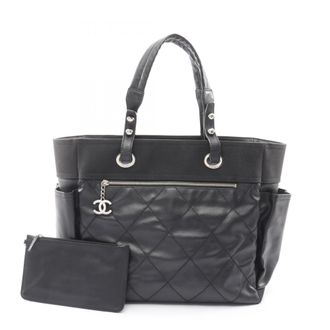 Chanel Black Coated Canvas Leather Handbag Pouch Tote Bag (Pre-Owned)