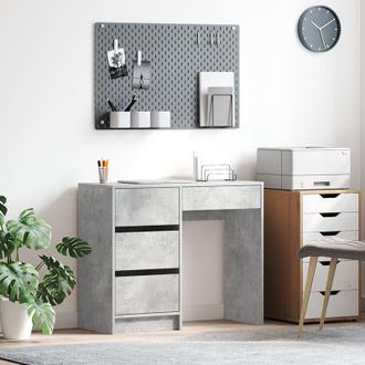 Berkfield Home Grey Writing Desk Concrete grey Concrete Standard Storage
