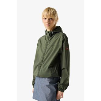 Hunter Packable Rain Unisex Adults Green Jacket - Dark Green Nylon - Size X-Small