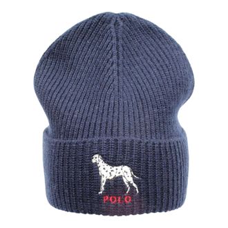 Polo Ralph Lauren Dalmatian Dog Knit Cuffed Beanie Hat in Navy Men Cap - OS