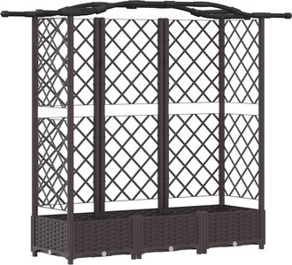 vidaXL Cama Elevada Con Trellis Y Techo Marr&oacute;n 163 X 40 X 123 Cm Pp Vidaxl