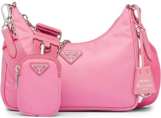 Prada Re-Edition shoulder bag - women - Recycled Nylon/Recycled Nylon/Leather - OS - Pink