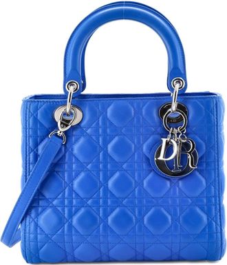 Dior Lady Dior Bag Cannage Quilt Lambskin Medium satchel - Blu