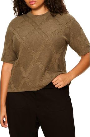 Sanctuary Perfect Short Sleeve Sweater in Forest Green at Nordstrom, Size 3X