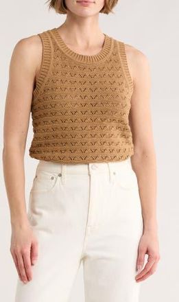 Elie Tahari Pointelle Sweater Tank in Latte at Nordstrom Rack, Size X-Small