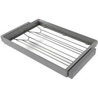 Emuca Kit De Caj&oacute;n Zapatero Y Bastidor Regulable Quartz Para Armarios, Gu&iacute;as De Cierre Suave Y Extracci&oacute;n Total, M&oacute;dulo 80cm, Acabado Titanio - Emuca