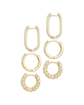 Adornia Adornia 14K Plated Set Of 3 Hoop Earrings