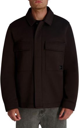 Karl Lagerfeld Twill Shirt Jacket in Brown at Nordstrom, Size Xx-Large