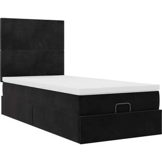 vidaXL Vidaxl - Estructura Cama Otomana Colchones Terciopelo Negro 90x200 Cm
