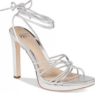 Paige Womens Denim Viola Ankle Tie Strappy High Heel Sandals In Silver