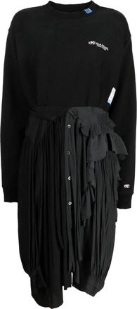 Miharayasuhiro logo-embroidered combined shirtdress - women - Polyester - One Size - Black