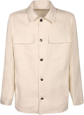 Dell'Oglio James 3259 Overshirt - Heren - Zomerjassen - Beige - M - Linnen - Jassen