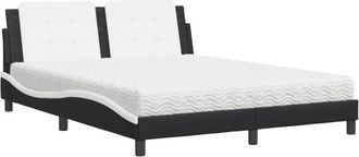 vidaXL Vidaxl - Cama Con Colch&oacute;n Cuero Sint&eacute;tico Negro Y Blanco 160x200 Cm