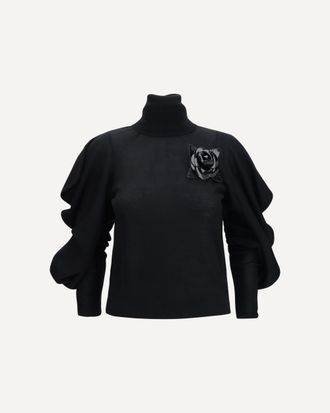 Blumarine High-neck Sweater with flower brooch Female M