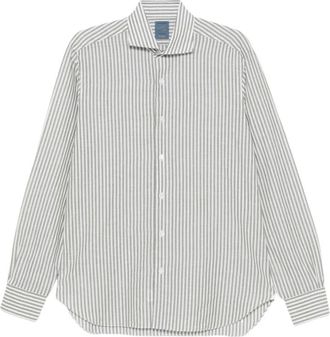 Barba Gestreept Shirt - Heren - Zakelijke Overhemden - Groen - 5XL - Overhemden