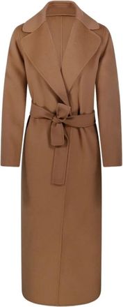 Max Mara Beige Wollen Jas met Reverskraag - Dames - Jas met riem - Beige - 3XS - Wol - Jassen