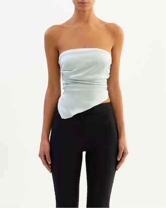 LaMarque BAILA | Asymmetric Satin Scarf Top in Light Blue at Nordstrom, Size X-Small/small