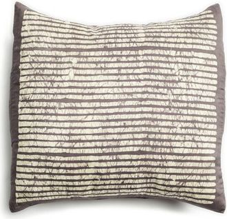 Studio Variously Maple Black Hand Wax Block Printed Stripes Mulberry Silk Pillow - Cover + Insert in Black/maple at Nordstrom
