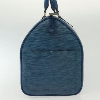 Louis Vuitton Speedy Handbag Epi Leather Blue Leather Handbag (Pre-Owned)