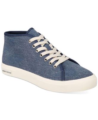 Sun + Stone Mens Mid-Top Lace-Up Sneakers In Chambray