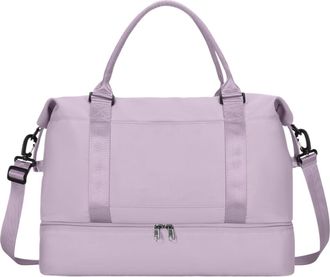 Generic Large-Capacity Weekend Gym Bag,Compatible For Women Travel Cabin with Shoes Compartment Shoulder Zipper Duffle(Purple)