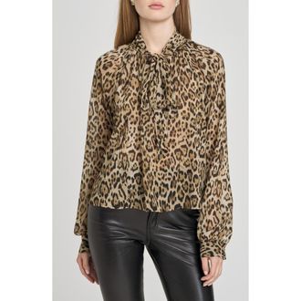 Wayf x Sara Walker Leopard Georgette Blouse at Nordstrom Rack, Size Medium
