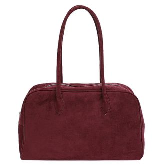Generic Faux Suede Armpit Bag Retro Winter Autumn Pillow Bag for Women Travel (Wine Red)