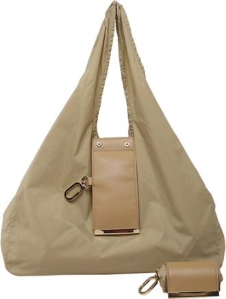 Generic PU Leather Foldable Keychain Tote Bag Expandable Mini Organizer Bag (Khaki)