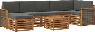 vidaXL Conjunto De Sof&aacute;s De Exterior 7 Uds. Natural Y Antracita Vidaxl