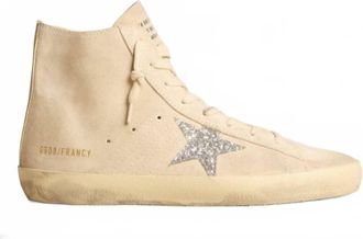 Golden Goose Womens Francy Suede Sneakers In Pearl