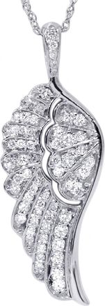 Pompeii3 1/2ct Angel Wing Diamond Pendant 14K White Gold 1 Tall 36.30mm Lab Grown