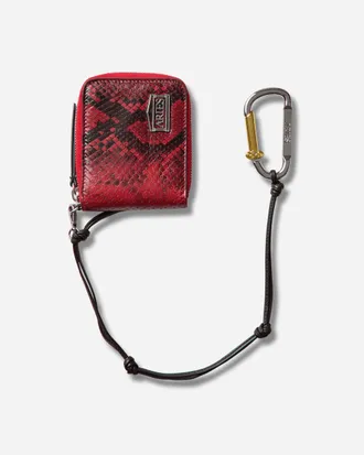 Aries Snake Print Leather Bobby Wallet Red
