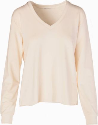 Anonym Apparel Womens Sofia Fleece V-Neck Sweatshirt In Fossil