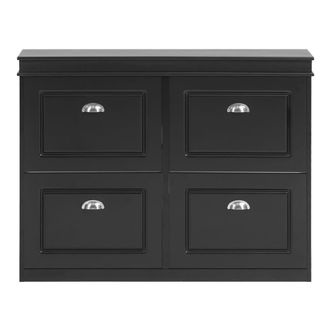 SoBuy Armario zapatero de 4 puertas negro 105x24x83cm cl&aacute;sico