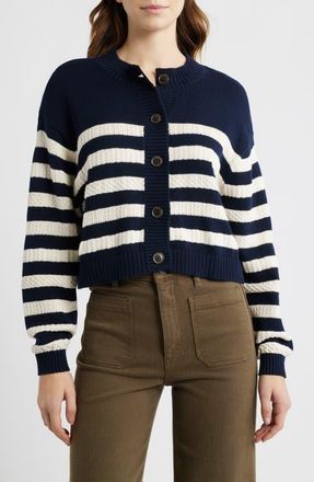 Frame Denim The Variation Stripe Cotton Cardigan in Navy Multi at Nordstrom, Size X-Small