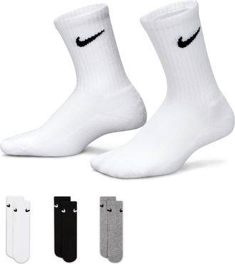 Nike Basics Kids Crew Socks (3 Pairs) in White | UN0027-W2F