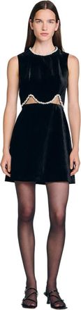 Sandro Short velvet dress with cutouts in Black at Nordstrom, Size 34 Eu