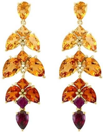 Effy 14K Yellow Gold Multi-Gemstone Botanical Drop Earrings in 14K Gold at Nordstrom
