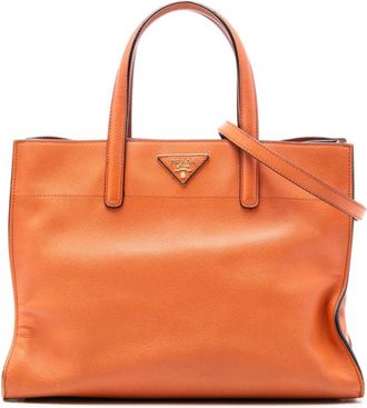 Prada Pre-owned Tote Bags, female, Orange, Size: ONE SIZE Pre-owned Vintage Saffiano Leather Tote Bag
