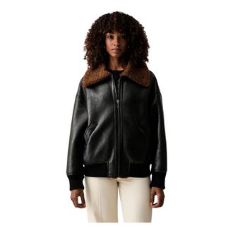 Twinset Actitude Bomberjack van imitatieleer - Dames - Jassen - Zwart - Maat: XS Leer