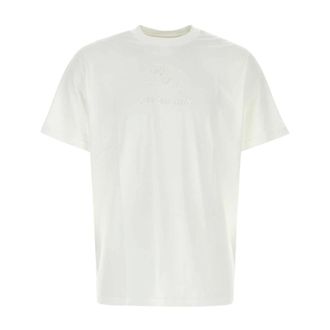 Burberry T-Shirts, male, White, Size: M Cotton Crew-Neck T-Shirt
