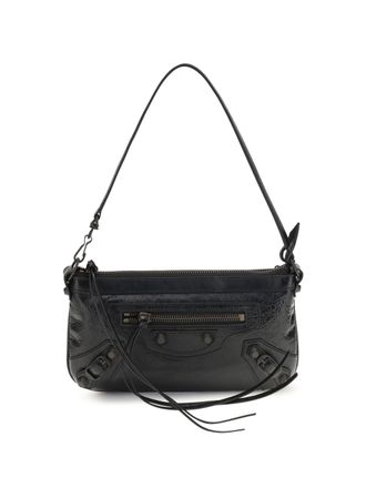 Balenciaga Womens Clutch Bag Le City Black Lambskin Shoulder