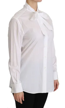 Dolce & Gabbana White Turtle Neck Long Sleeve Polo Womens Shirt