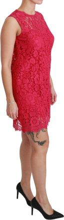 Dolce & Gabbana Womens Pink Floral Lace Shift Gown Mini Dress Rayon