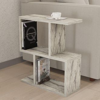 Dmora Mesa De Centro Tarzo, 2 Compartimentos, Rectangular, Tono M&aacute;rmol En Tapa, 45x17x51h Cm Beige M&aacute;rmol