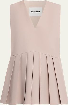 Jil Sander Sleeveless Pleated Peplum Top