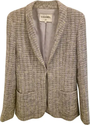 Chanel Lilac Single Breasted Tweed Blazer Size S