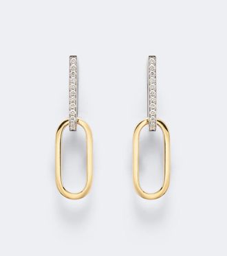 Bucherer Pendientes de aro Link de oro y oro blanco de 18 ct con diamantes
