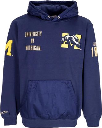 Mitchell & Ness Michigan Wolverines Hoodie - Heren - Hoodies - Blauw - L - Wol - Hoodies & sweatvesten